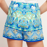 MOROCCAN MUSE BLUE WOVEN SKORT