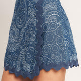 BOHO PAISLEY SCALLOP DENIM SKORT