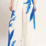 ASYMMETRICAL BOTANICAL WOVEN PANTS