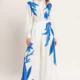 ASYMMETRICAL BOTANICAL WOVEN PANTS