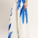 ASYMMETRICAL BOTANICAL WOVEN PANTS