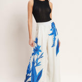 ASYMMETRICAL BOTANICAL WOVEN PANTS