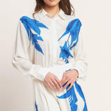ASYMMETRICAL BOTANICAL WOVEN PANTS