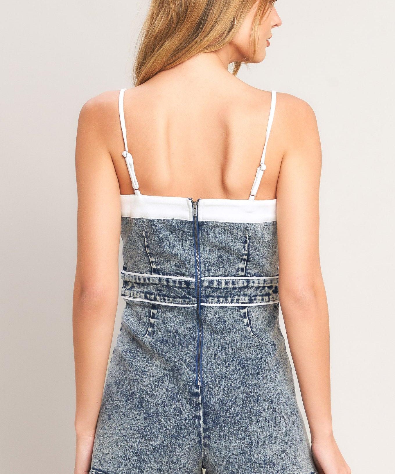 WEEKEND IN DENIM ROMPER