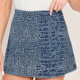 CROCO CHIC DENIM SKORT