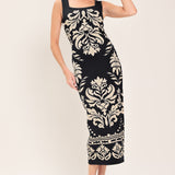 GREEK ISLE GLAM JACQUARD MIDI DRESS