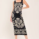 GREEK ISLE GLAM JACQUARD MIDI DRESS
