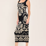GREEK ISLE GLAM JACQUARD MIDI DRESS