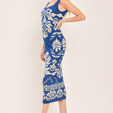 GREEK ISLE GLAM JACQUARD MIDI DRESS
