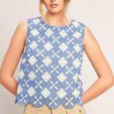 COASTAL WOVEN LACE TOP
