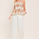 VILLA ROSA PEPLUM LOOK WOVEN TOP