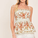 VILLA ROSA PEPLUM LOOK WOVEN TOP