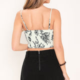 VINTAGE BOTANICAL WOVEN CROP BUSTIER TOP