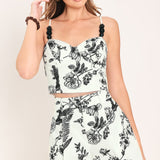 VINTAGE BOTANICAL WOVEN CROP BUSTIER TOP