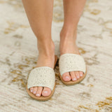 Imelda Off White Crocheted Slip On Sandal