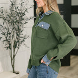 It's a Must Contrast Collared Sweater Top