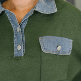 It's a Must Contrast Collared Sweater Top