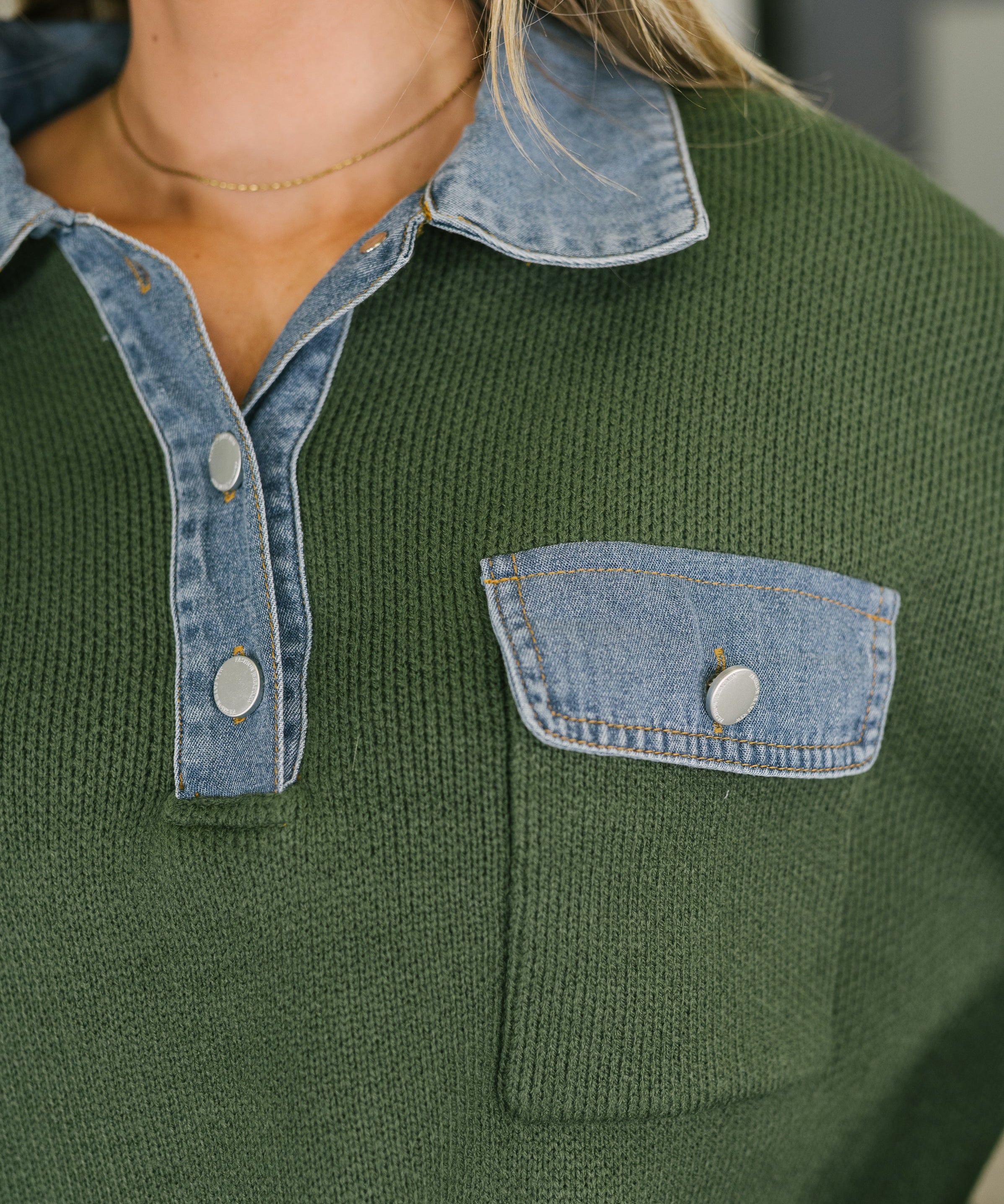 It's a Must Contrast Collared Sweater Top