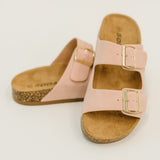 Jete Nubuck Double Buckle Slides in Blush