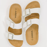 Jete Double Buckle Slides in White