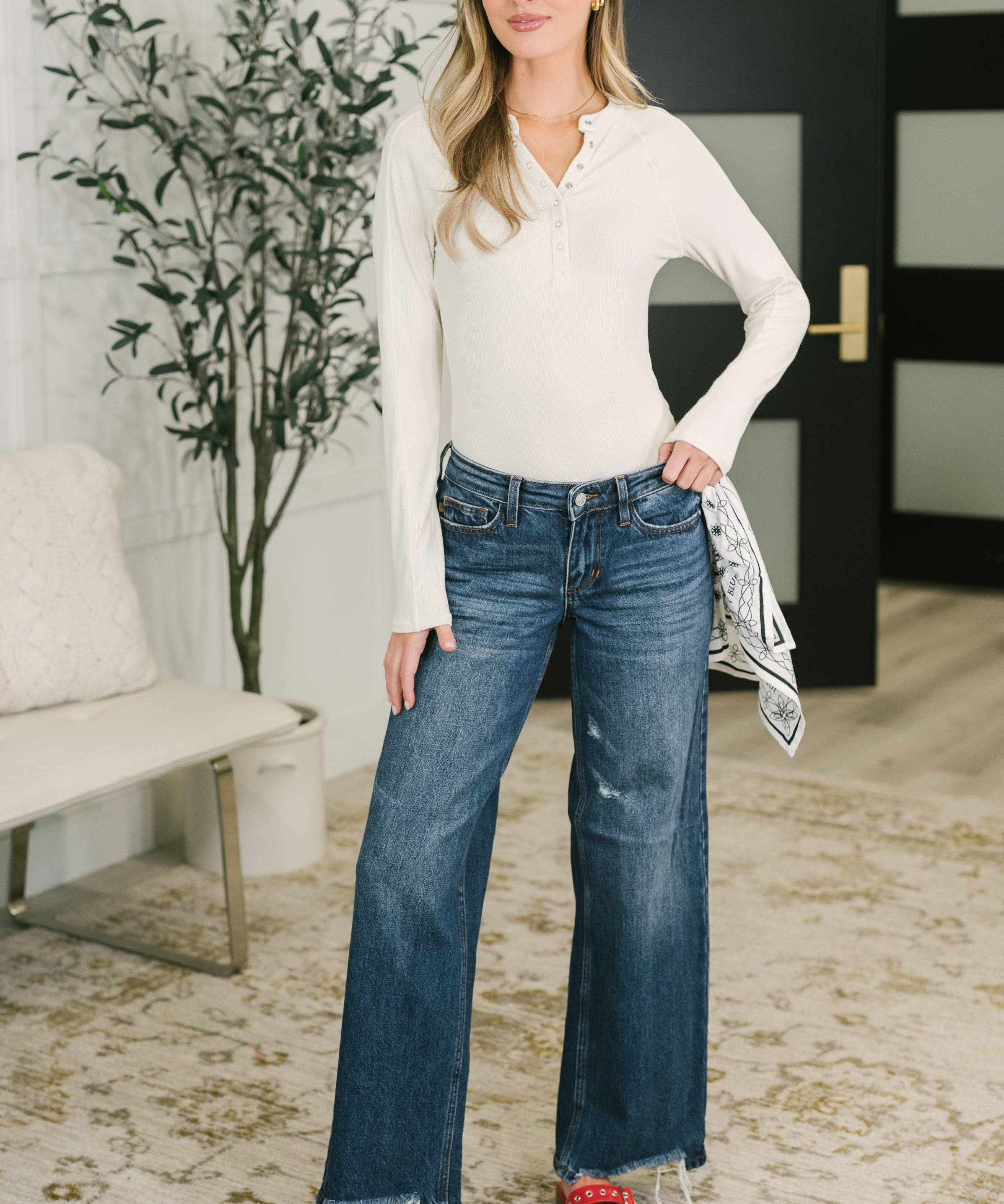 Kaiya Low Rise Wilhelmina Baggy Jean with Bandana Loop