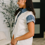 Knowing Me Collared Henley Top