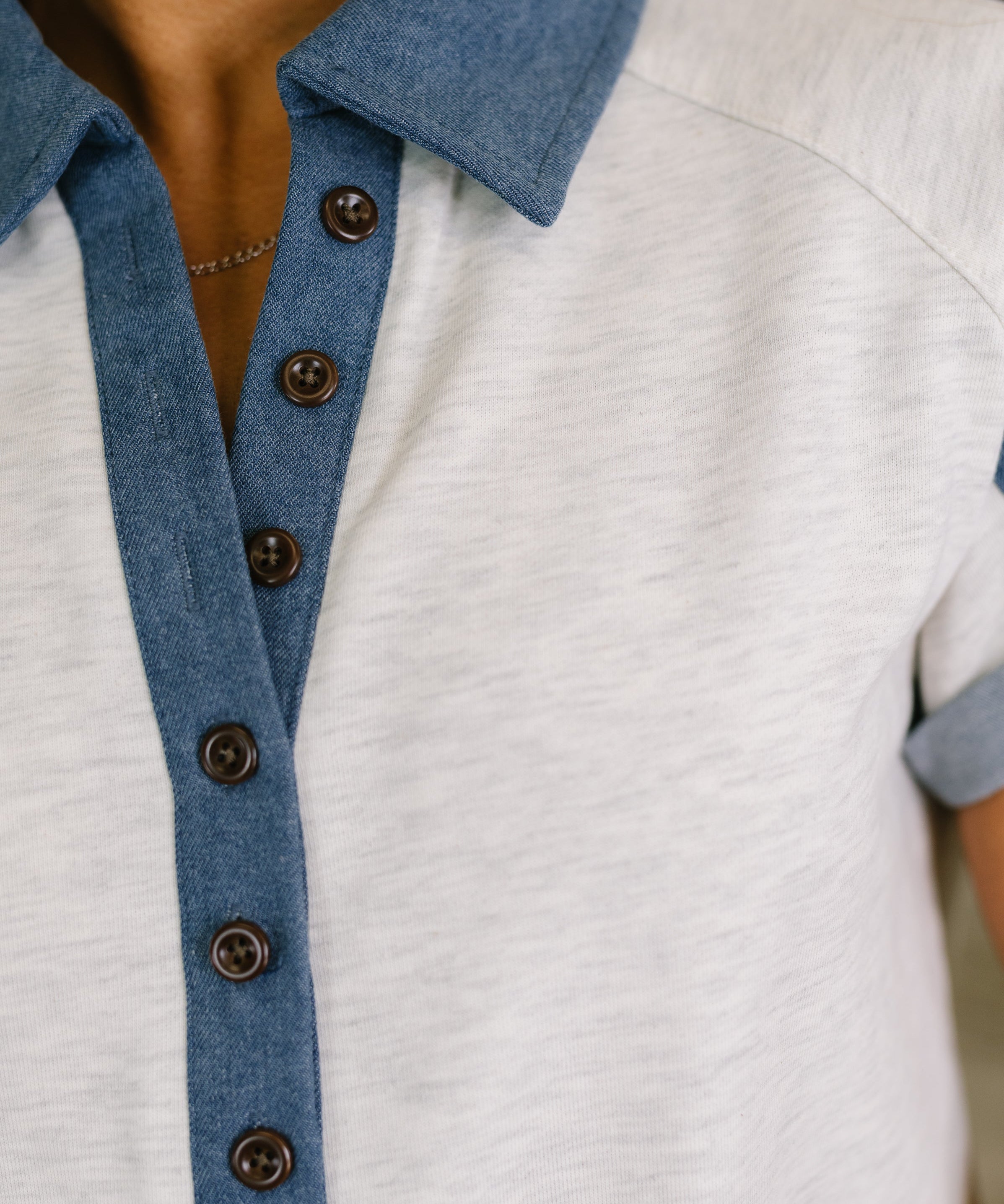 Knowing Me Collared Henley Top