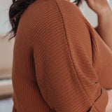 Lotta Love Knitted Sweater Top in Rust