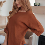 Lotta Love Knitted Sweater Top in Rust
