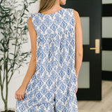 Miss Mischief V-Neck Romper in Blue