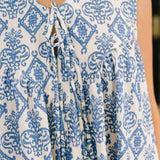 Miss Mischief V-Neck Romper in Blue