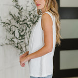 New Normal Pleat Detail Sleeveless Top in White