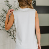 New Normal Pleat Detail Sleeveless Top in White