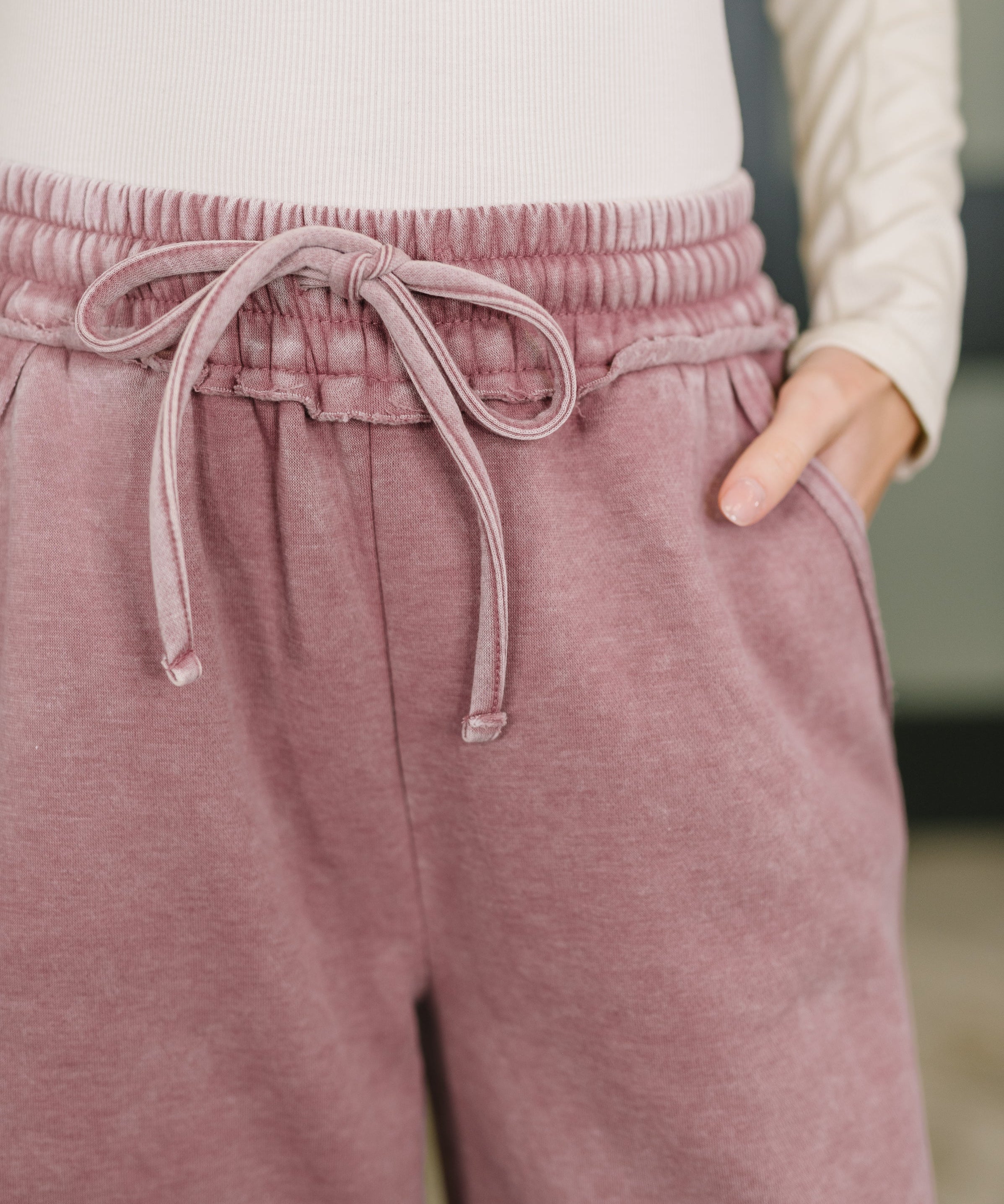 Nights Like This High Waist Palazzo Sweats in Light Rose
