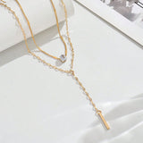 Crystal Lariat Necklace Set - 18K Gold Plated Layered Necklace