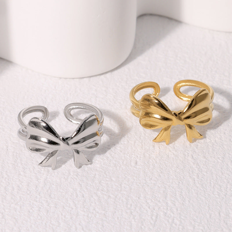 Bow Ring - Adjustable Statement Ring 18k Gold Plated
