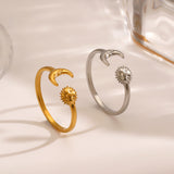 Sun & Moon Ring - Adjustable Celestial Ring  18k Gold Plated