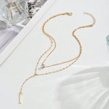 Crystal Lariat Necklace Set - 18K Gold Plated Layered Necklace