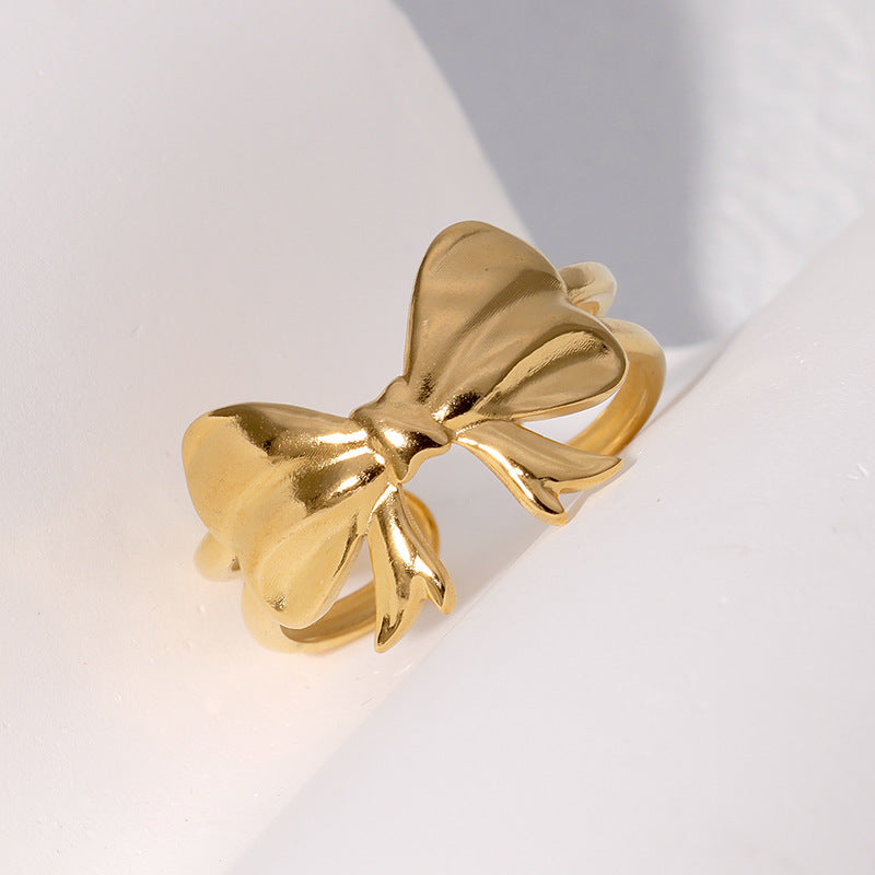 Bow Ring - Adjustable Statement Ring 18k Gold Plated