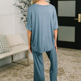 Ol' Reliable Top and Bottom Lounge Set in Dusty Blue