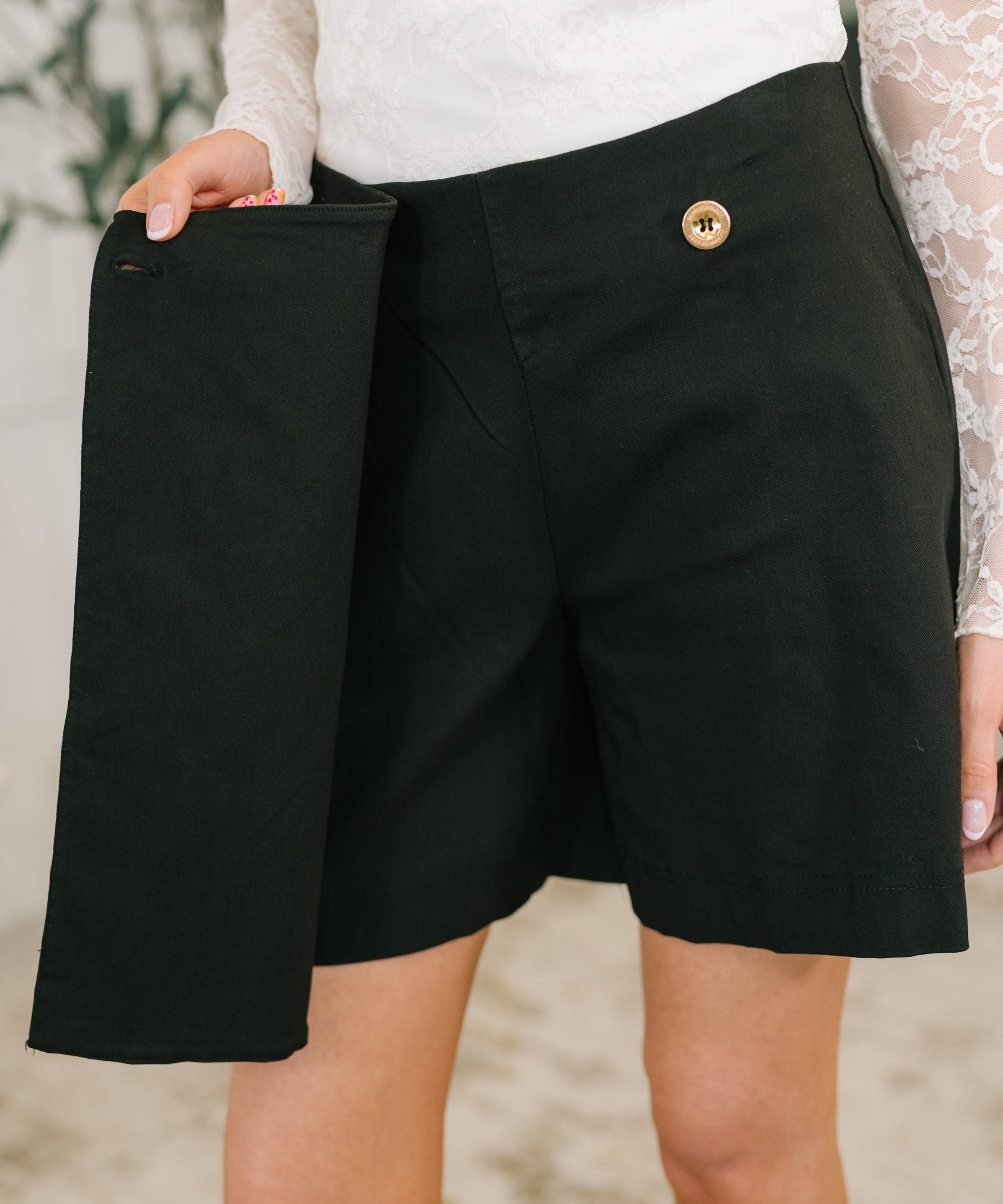 Only Pair Faux Wrap Skort in Black