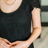 French Quarter Lace Scoop Neck Dress in Black