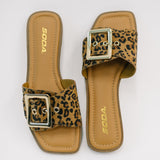 Opera Square Toe Buckle Slip On Sandal
