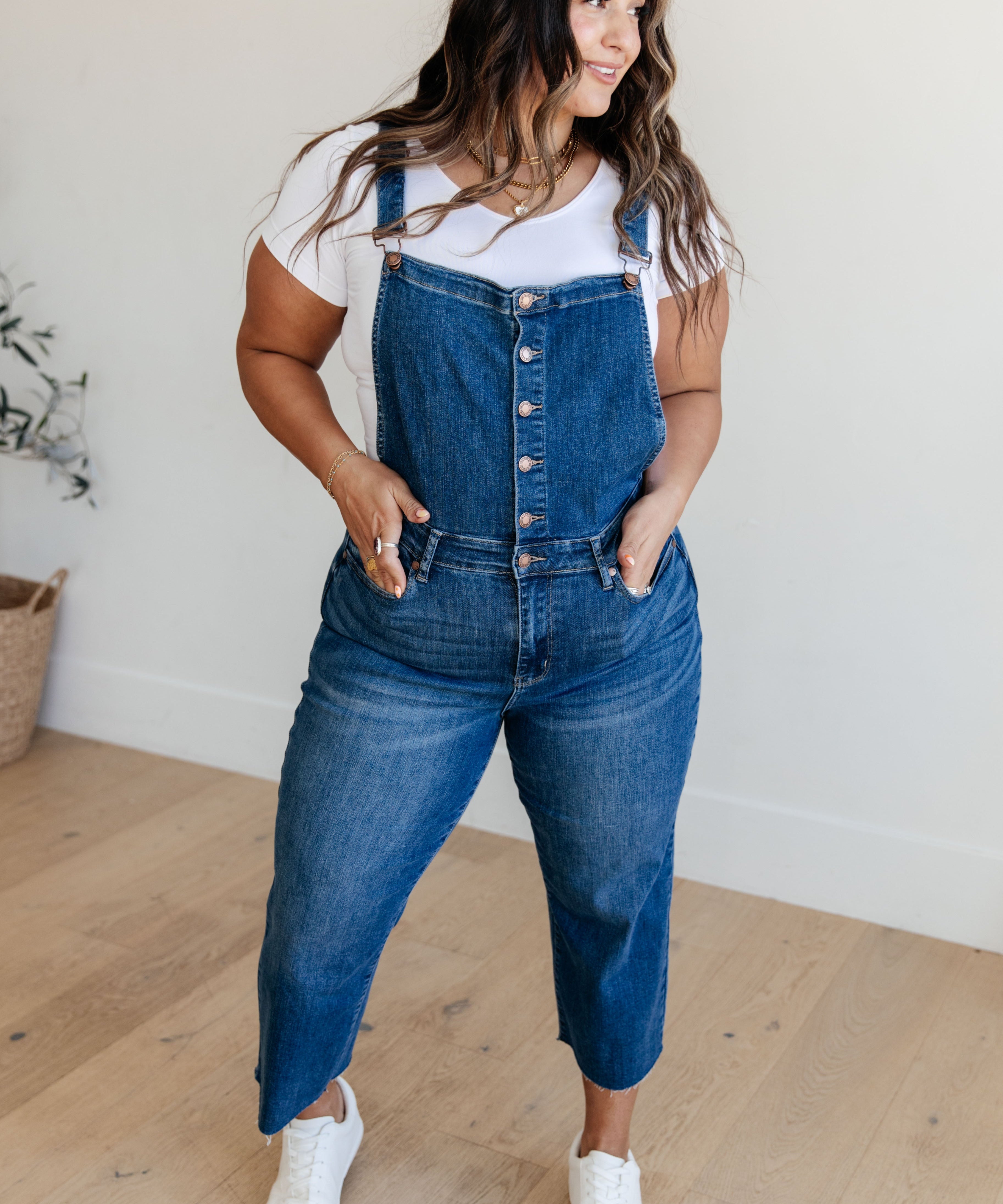 Priscilla High Rise Crop Wide Leg Denim Overalls