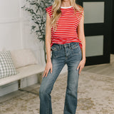 Quite Intimately Striped Muscle Tee in Red