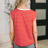 Quite Intimately Striped Muscle Tee in Red