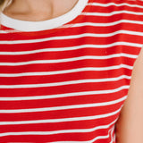 Quite Intimately Striped Muscle Tee in Red