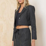 Faux Leather Blazer