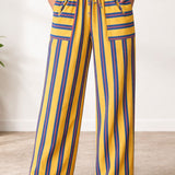 Striped Free Wide Leg Cargo Pants - Yellow Multi