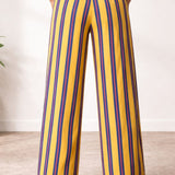 Striped Free Wide Leg Cargo Pants - Yellow Multi